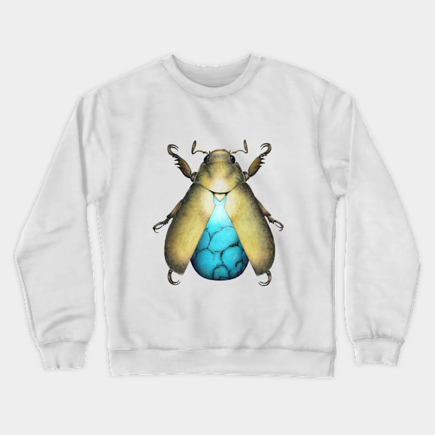 Turquoise Beetle Crewneck Sweatshirt by illucalliart